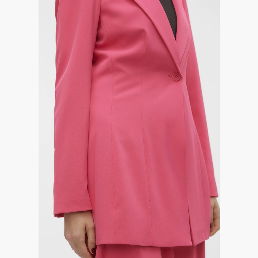 NWT VERO MODA Charity Slim Fit Long Blazer 6 US / 38 EU IN RASPBERRY - Picture 6 of 9